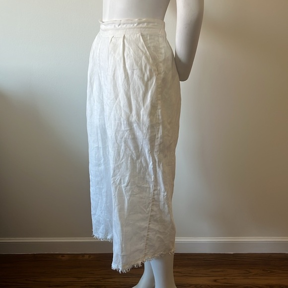 RESET by Jane White Wide leg Cropped Raw hem Linen Pants Size M - Picture 2 of 12